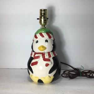 Merry Christmas Penguin Jar Ceramic Lamp